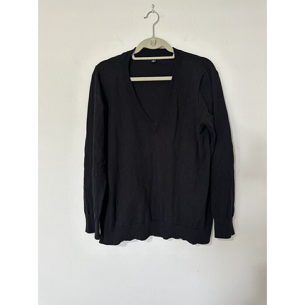 J.Crew Mercantile Women Pullover Sweater Cotton V-Neck Size XL Black